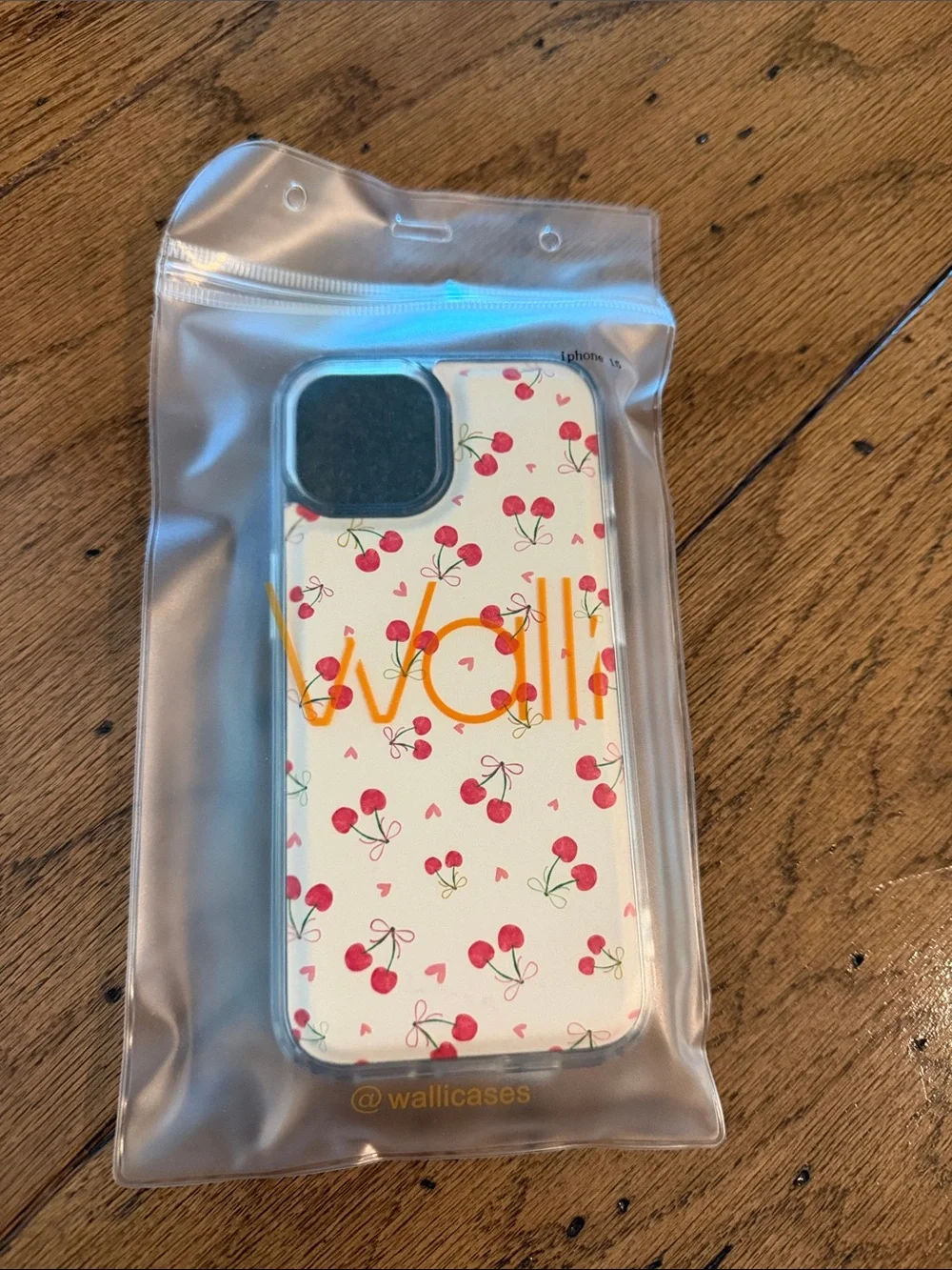 Walli Cherry Pattern Magnetic iPhone Case with Pink Accents